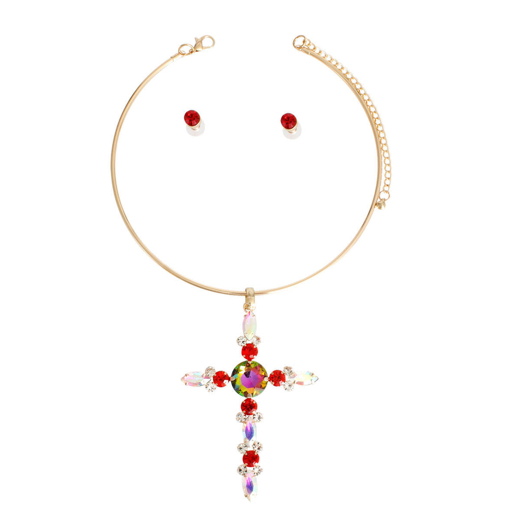 Statement Marquise Cross Jewelry Set Stylish Chic Accessories