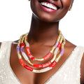 Curved Bead Set in Purple and Red – Stylish Fashion Jewelry Accessory