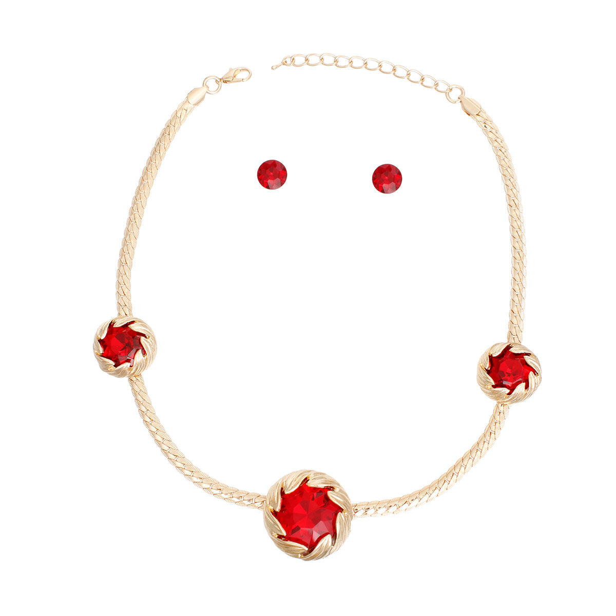 Red Crystal Double Cut Necklace for Women Stylish Chain Jewelry
