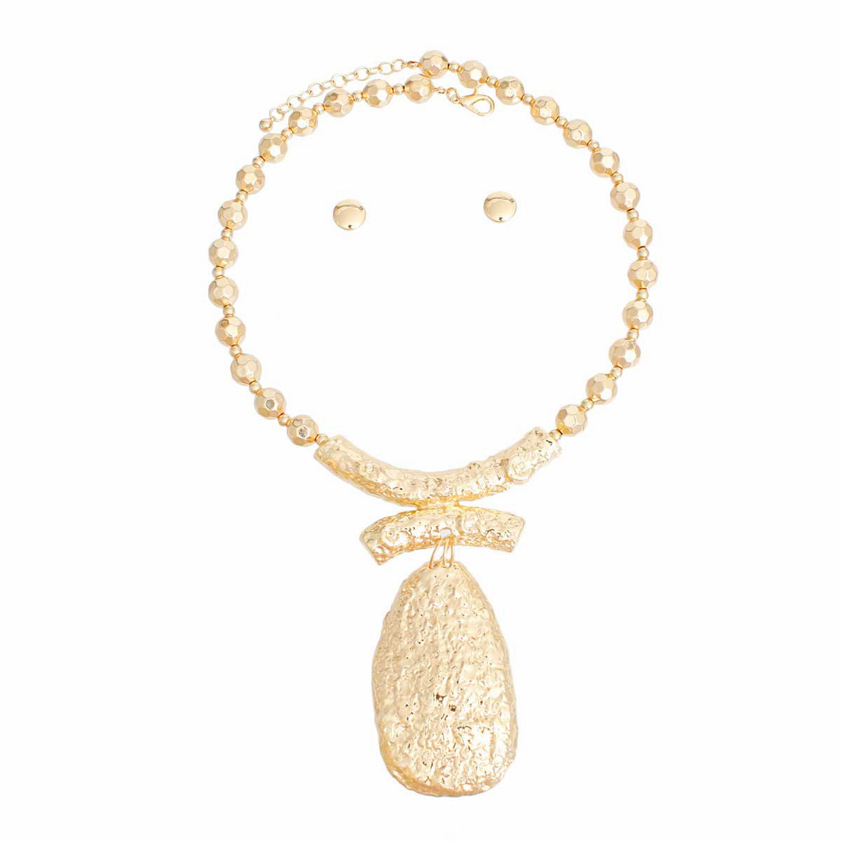 Pendant Necklace Set with Gold Teardrop Beads for Women – Stylish Fashion Jewelry