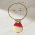 Statement Necklace Fuchsia Ombre Organic Teardrop Pendant Stylish Chic Jewelry