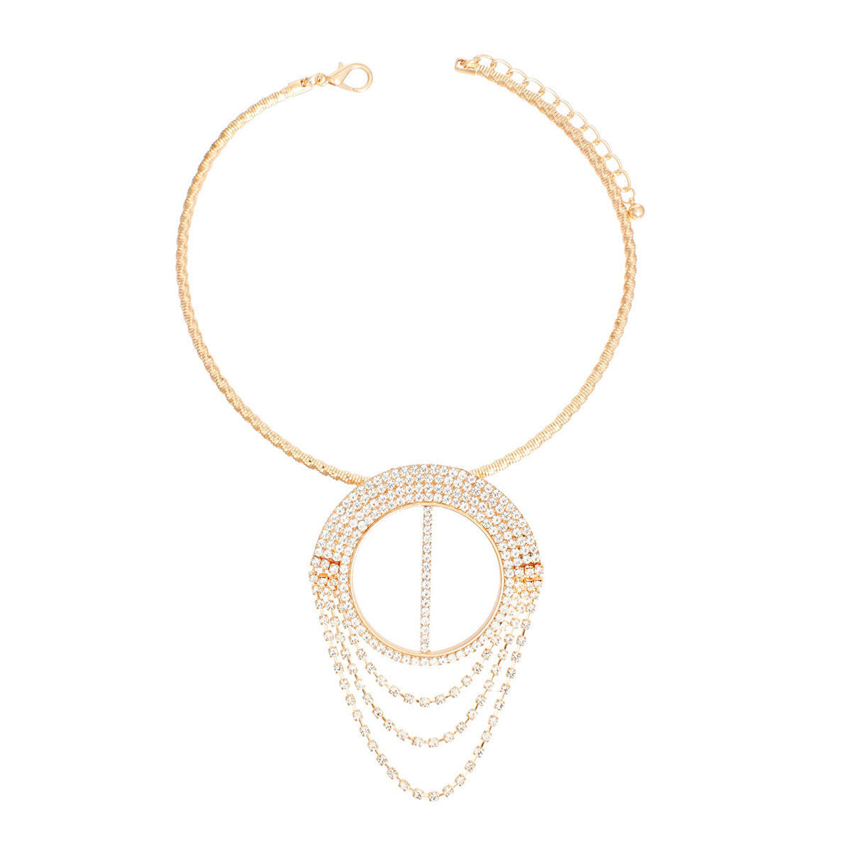 Statement Gold Pave Draped Pendant Necklace Set for Women Stylish Jewelry