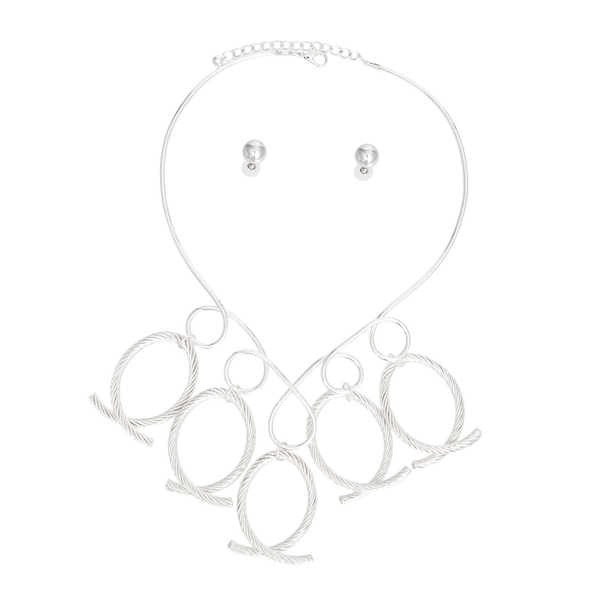 Women’s Silver Looped Cable Collar Necklace Stylish Chic Jewelry