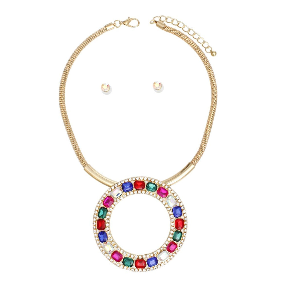 Crystal Pendant Necklace Radiant Halo Gold Stylish Statement Jewelry