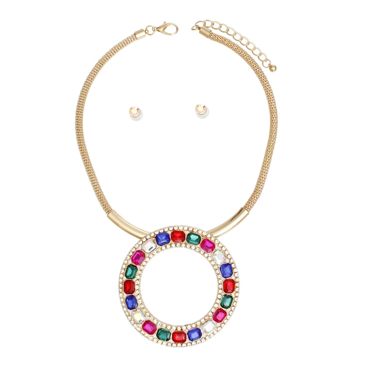 Crystal Pendant Necklace Radiant Halo Gold Stylish Statement Jewelry