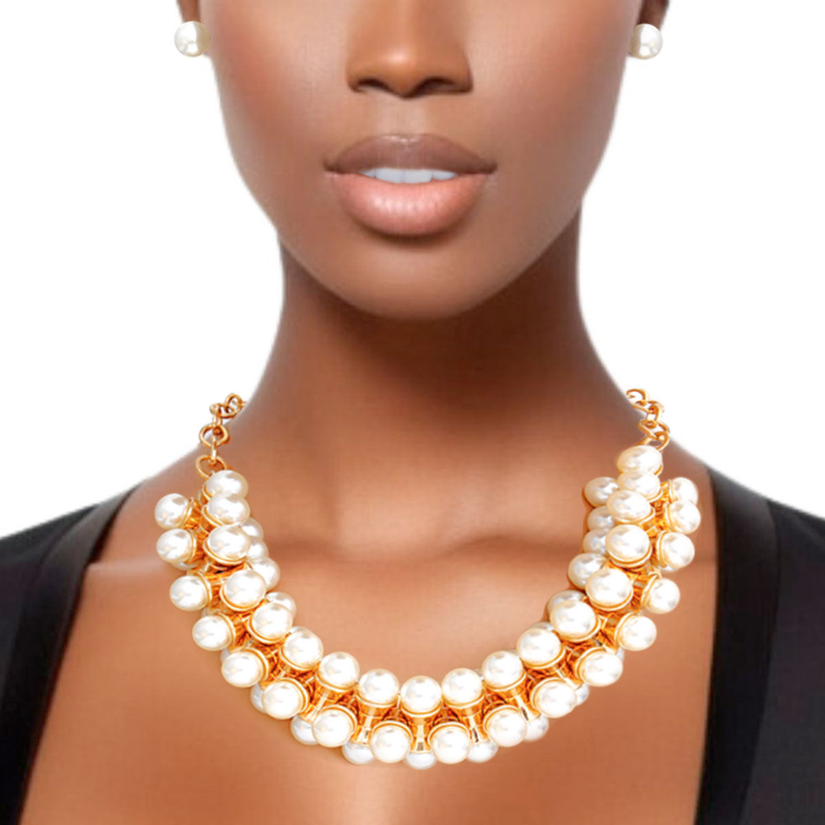Statement Pearl Necklace Gold Tentacle Collar Set for Women Stylish Jewelry Accessory