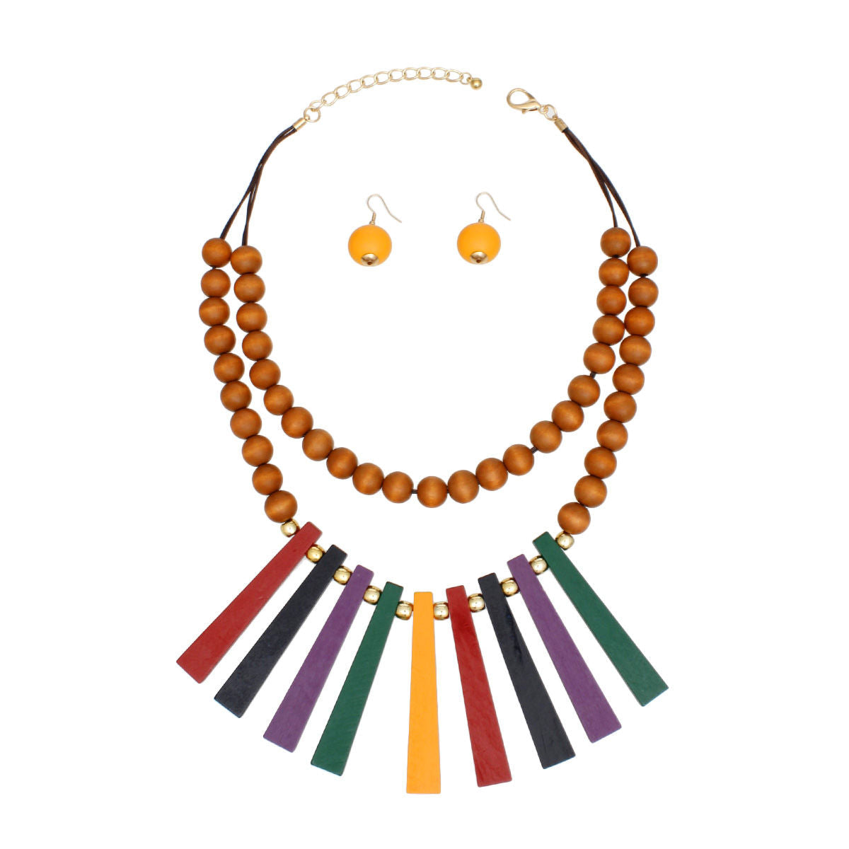 Wood Bead and Wood Bib Necklace Set for Women – Stylish Statement Jewelry
