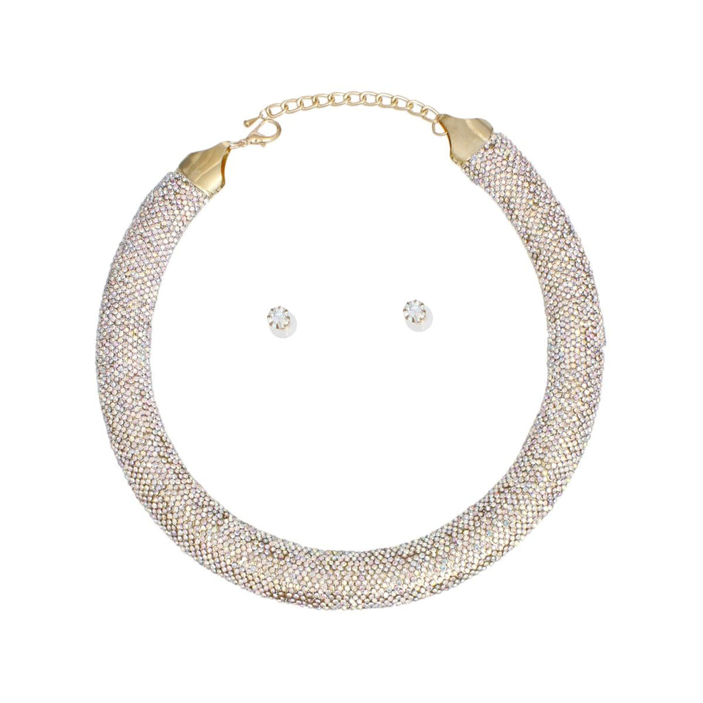 Women’s Torque Necklace with Pave Aurbo Stone Collar – Stylish Statement Jewelry