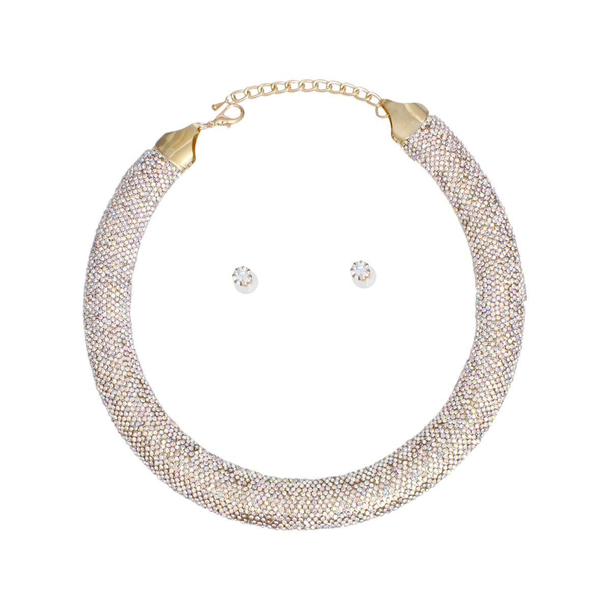 Women’s Torque Necklace with Pave Aurbo Stone Collar – Stylish Statement Jewelry