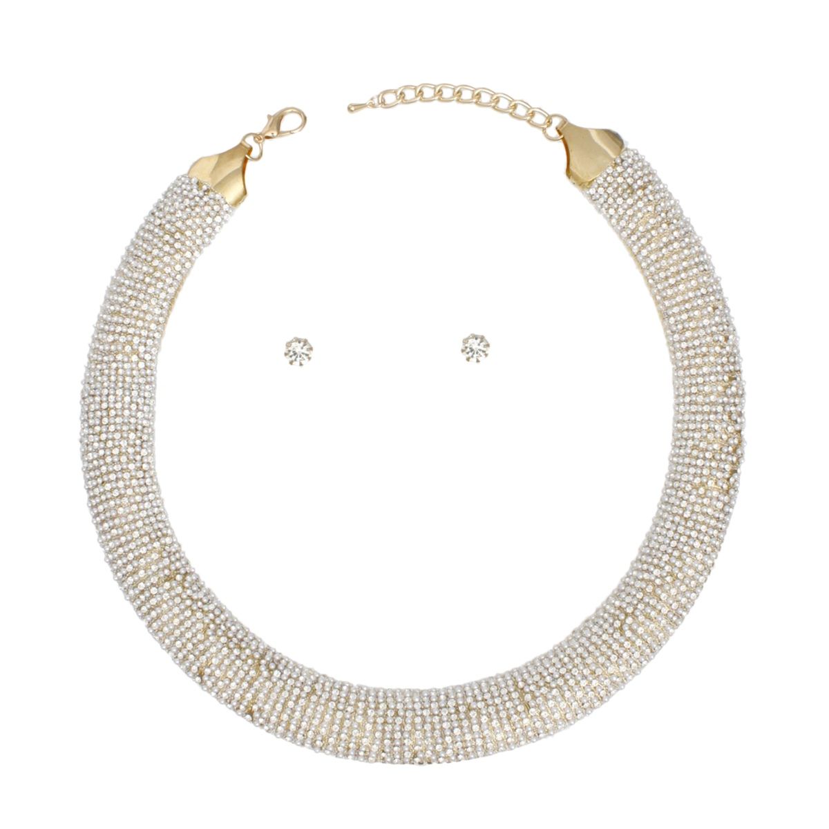 Torque Necklace with Gold Pearl Stone Collar for Women Stylish Statement Jewelry