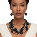 Statement Necklace Matte Black Disco Ball Bead Set for Women Stylish Chic Jewelry