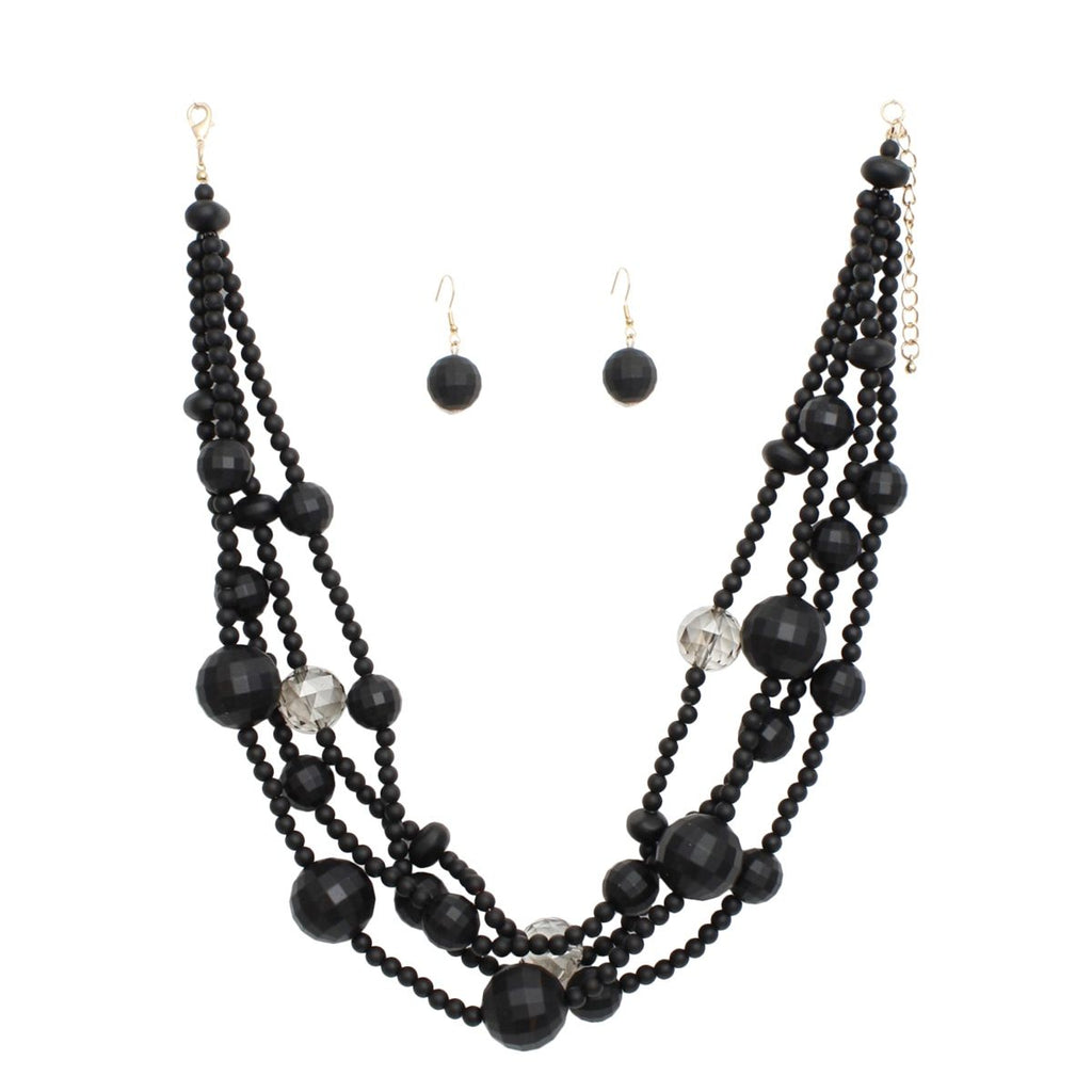 Statement Necklace Matte Black Disco Ball Bead Set for Women Stylish Chic Jewelry