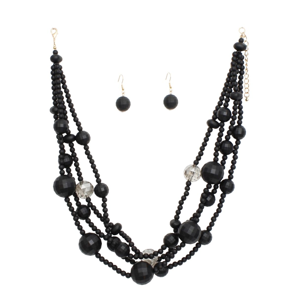 Statement Necklace Matte Black Disco Ball Bead Set for Women Stylish Chic Jewelry