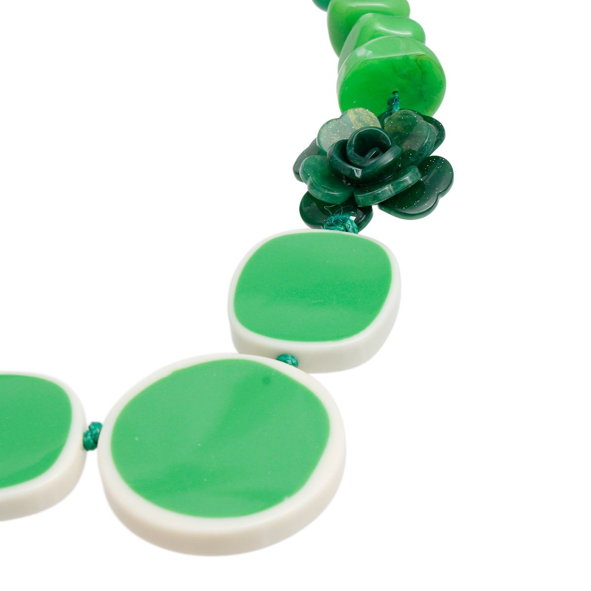 Statement Necklace Beaded Green Flower Artistic Trendy Stylish Accessory