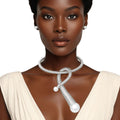 Statement Necklace Handmade Coiled Silver Pearl Loop Pendant Stylish Chic Jewelry