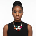 Statement Bib Necklace Chunky Multi Crystal Pearl Evening Jewelry