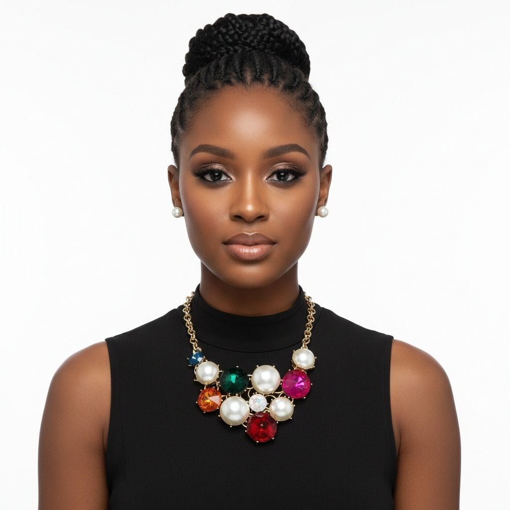 Statement Bib Necklace Chunky Multi Crystal Pearl Evening Jewelry
