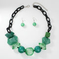 Statement Chunky Green Beaded Tribal Necklace, Trendy Fashion Jewelry
