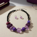 Statement Chunky Purple Beaded Tribal Necklace, Trendy Mixed Bead Jewelry