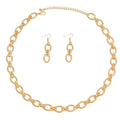 Gold Metal Twisted Oval Chain Set – Stylish Statement Jewelry