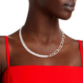 Mixed Link Silver CZ Statement Necklace Stylish Chic Jewelry