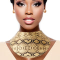 Choker Set with Gold Snake Print Collar – Stylish Statement Jewelry
