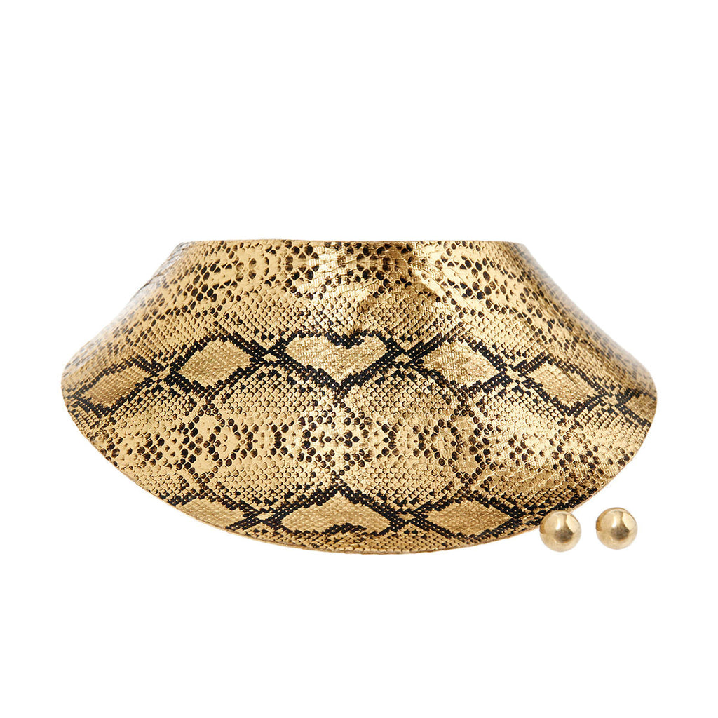 Choker Set with Gold Snake Print Collar – Stylish Statement Jewelry