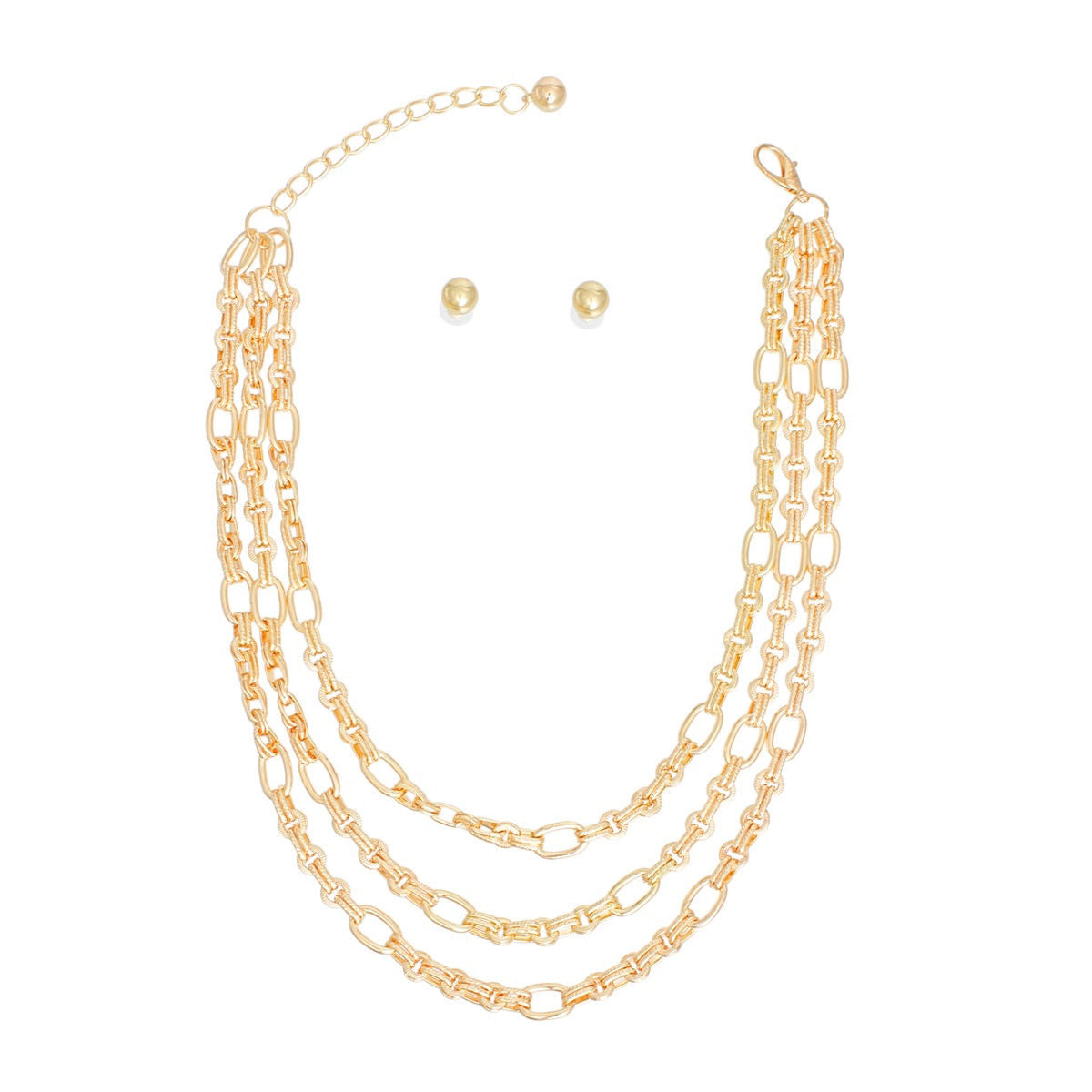 Triple Chain Link Gold Necklace Set for Women – Stylish Layered Jewelry