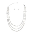 Silver Triple Chain Link Necklace Set for Women – Stylish Layered Jewelry