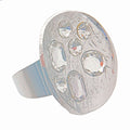 Statement Oval Crystal Ring Silver Clear Stylish Jewelry Accessory