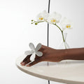 Statement Cocktail Ring Large Silver Ribbed Petal Flower Stylish Fashion Jewelry