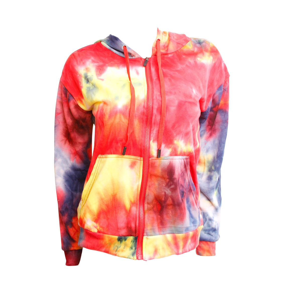 Zip Hoodie Small Red Tie Dye Casual Trendy Fashion Top