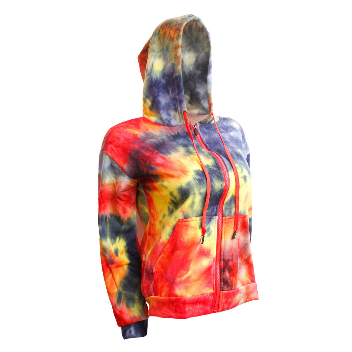 Zip Hoodie Small Red Tie Dye Casual Trendy Fashion Top