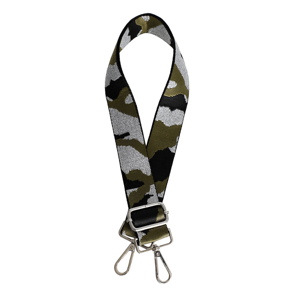 Bag Strap Green Camo Stylish Silver Accent Accessory