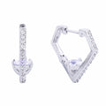 Huggie Hoop Earrings 14K White Gold with CZ Diamond – Stylish Elegant Jewelry