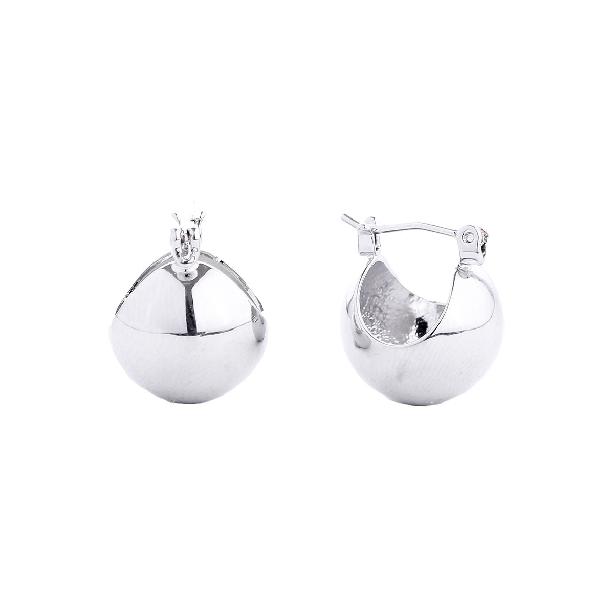 Mini White Gold Hoop Earrings with Ball Detail for Women – Stylish Chic Jewelry