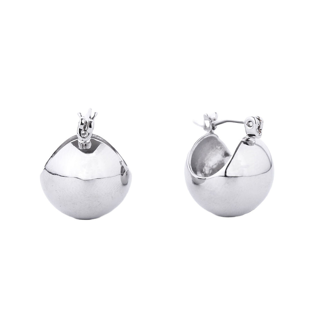 Women’s White Gold Hoop Earrings Small Ball Stylish Chic Jewelry