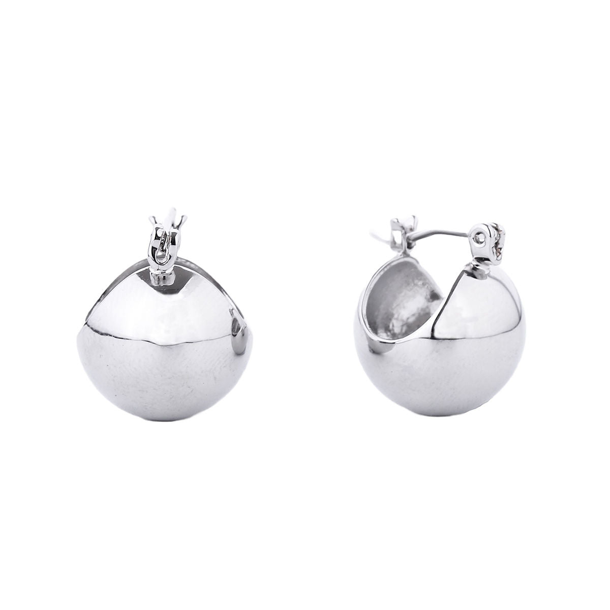 Women’s White Gold Hoop Earrings Small Ball Stylish Chic Jewelry