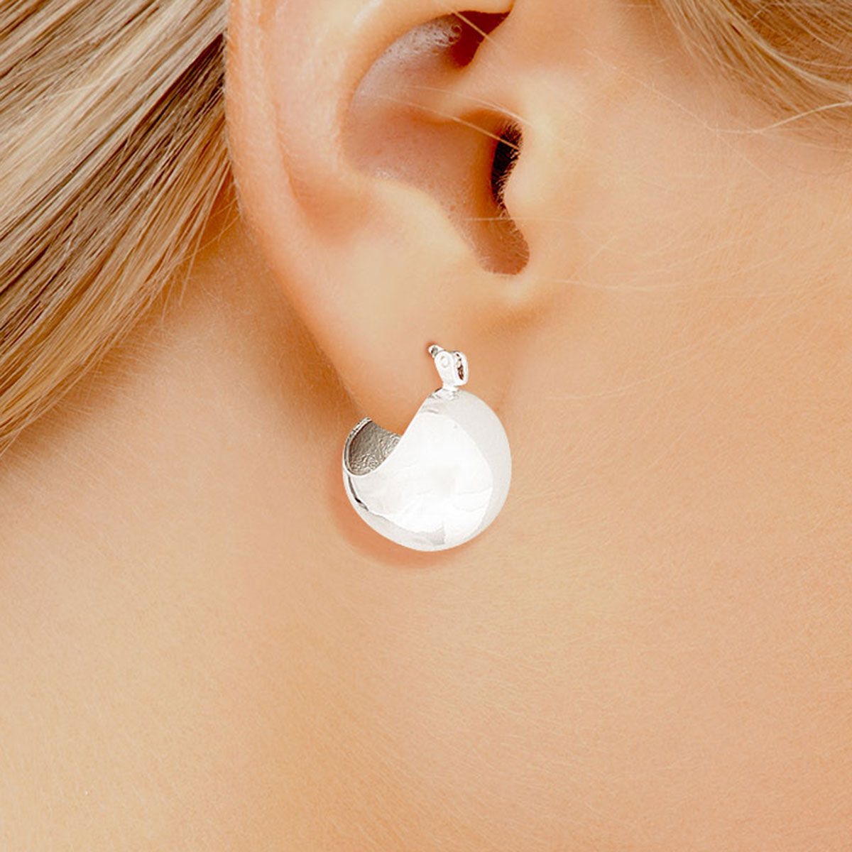 Women’s White Gold Hoop Earrings Small Ball Stylish Chic Jewelry