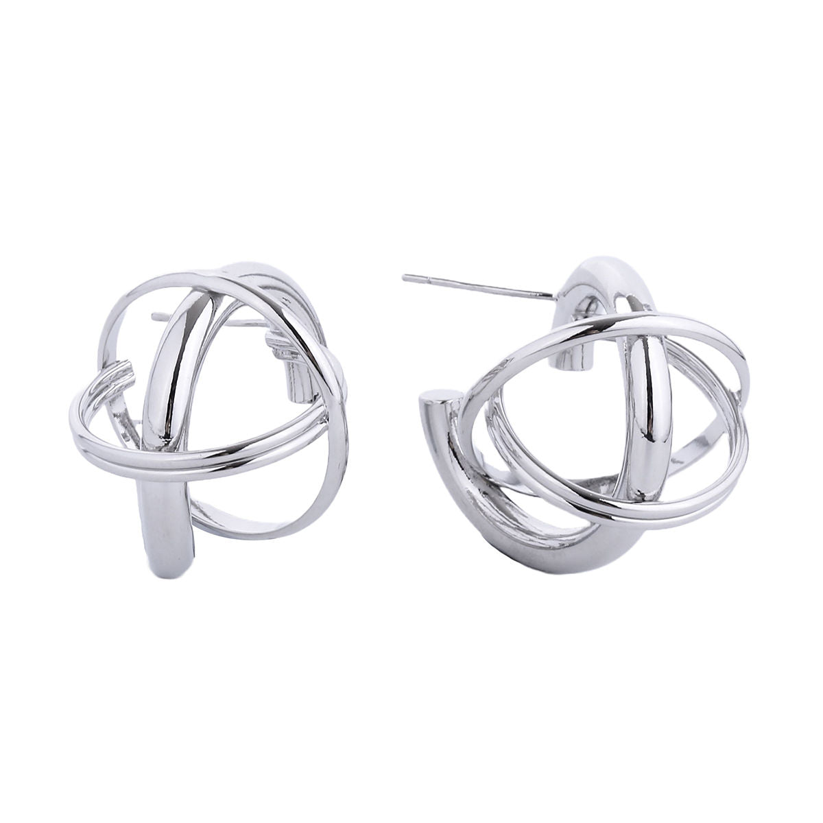 Small White Gold Stud Gyro Ball Earrings for Women – Stylish Fashion Jewelry