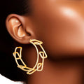 Medium Geo Wire Hoop Earrings 14K Gold Stylish Women’s Jewelry