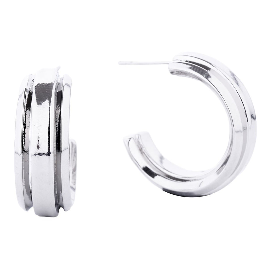 Small White Gold Hoop Earrings Solid Metal Women’s Stylish Chic Jewelry