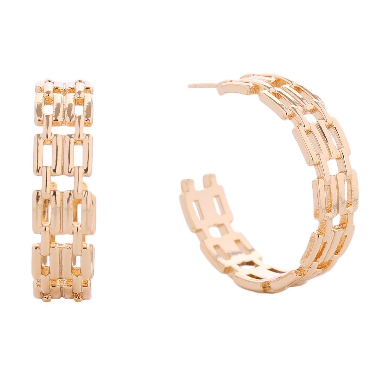 Small Hoop Earrings 14K Gold Chain Link Stylish Women’s Jewelry