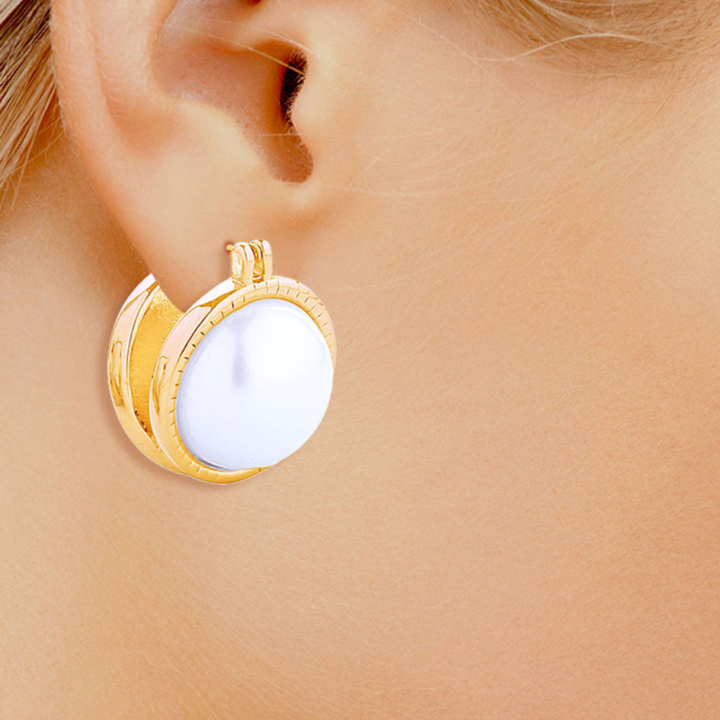 Small Double Pearl Stud Earrings 14K Gold Elegant Women’s Jewelry
