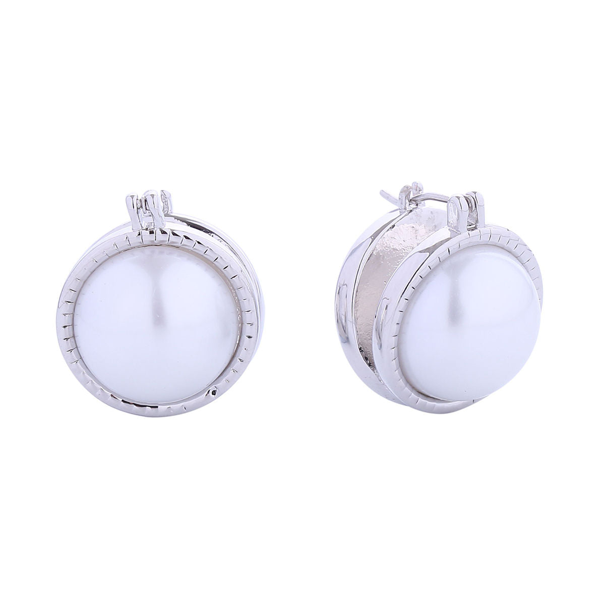 Small Double Pearl Stud Earrings White Gold Elegant Women’s Jewelry