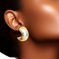Small 14K Gold Hoop Earrings with Moon Design for Women – Stylish Fashion Jewelry