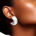 Small White Gold Hoop Earrings with Moon Detail for Women – Stylish Statement Jewelry