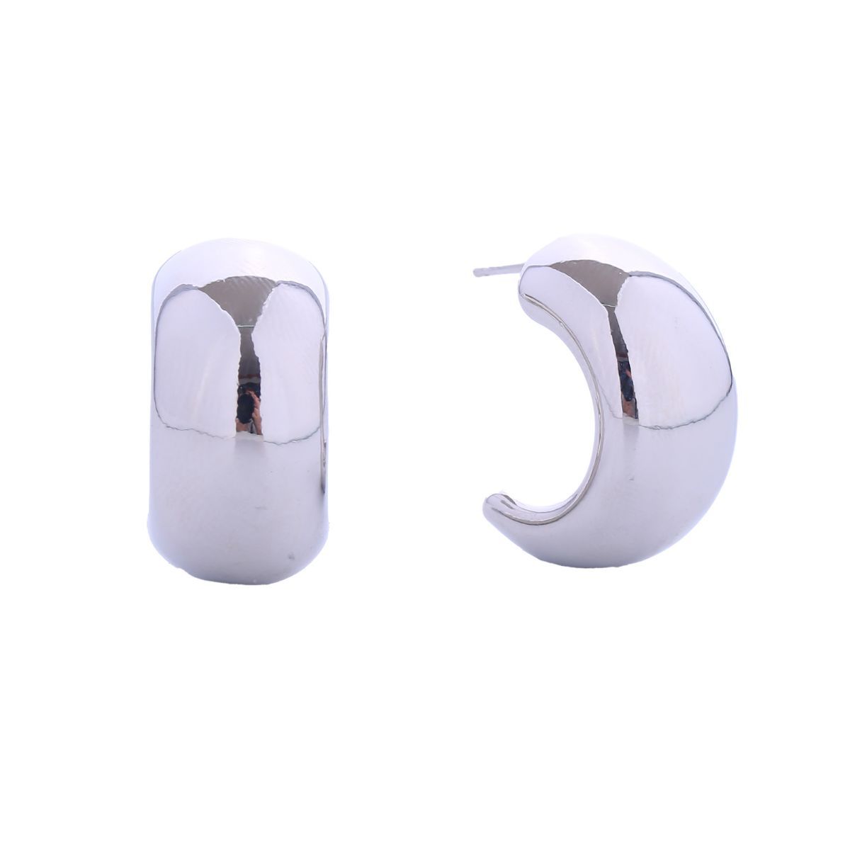 Small White Gold Hoop Earrings with Moon Detail for Women – Stylish Statement Jewelry