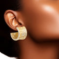 Small 14K Gold Greek Wide Hoop Earrings Stylish Women’s Jewelry