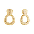 Small 14K Gold Dangle Drop Earrings Women’s Stylish Scratch Detail